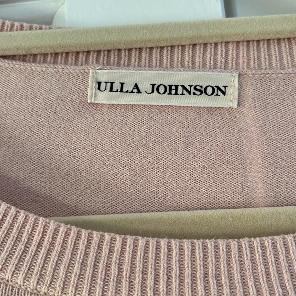 Ulla Johnson Cashmere/Cotton Blend Light Pink Ruffle Sweater Size Medium - Picture 2 of 5